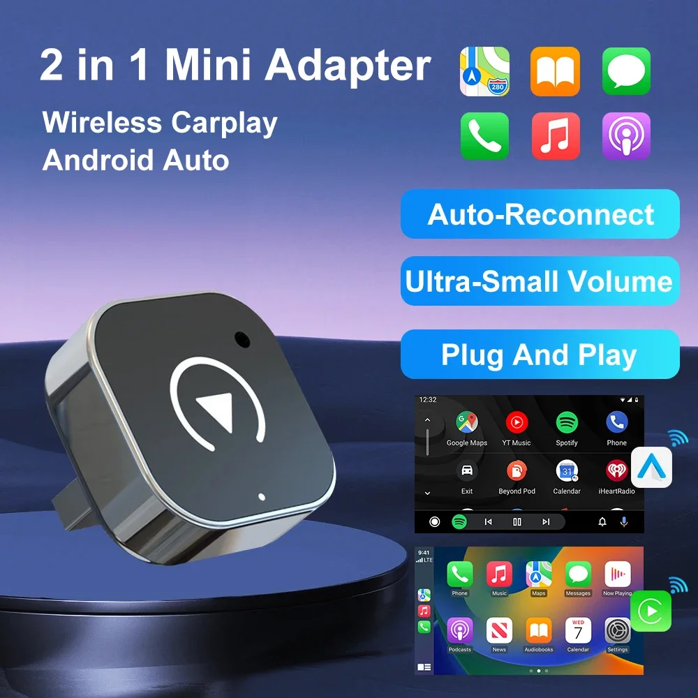 2026 Wireless CarPlay/Android Auto Adapter Plug and Play for VW Toyota Nissan Ford Benz Wired To Wireless for Apple & Android