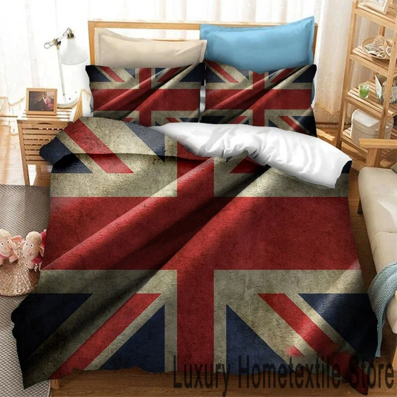 3D Print Britain Flag Bedding Set,Duvet Cover Comforter Bed Set Quilt Cover Pillowcase,King Queen Twin Size Boys Girls Adults