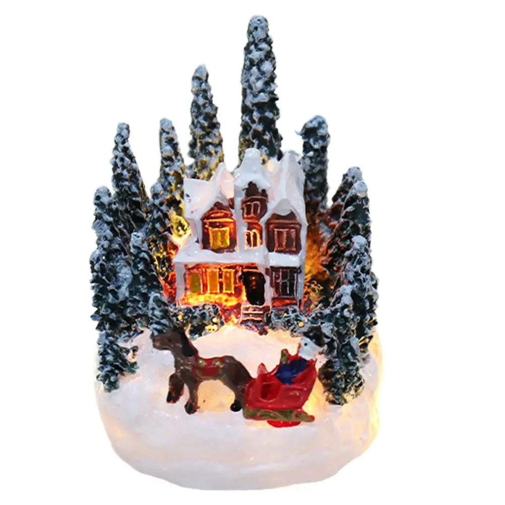 

Glowing Igloo Christmas Decorative Xmas House Shaped Decor House Resin Mini Landscape Luminous Holiday Warm Lighting