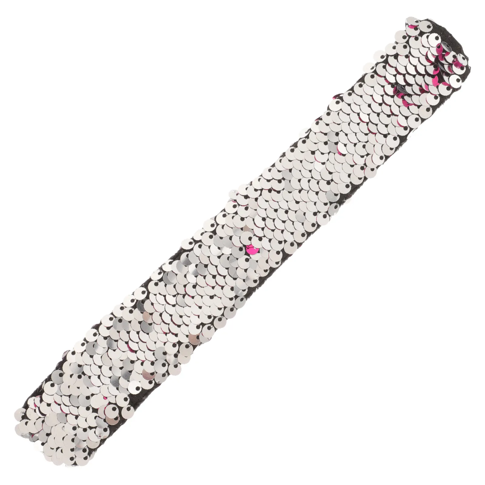 

Rose Red and Silver Double Color Sequin Slap Bracelets for Kids Comfortable Stretchy Wrist Strap Party Favor Festive Holiday