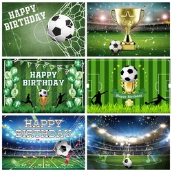 Football Birthday Backdrop Custom Decorate Soccer Field Stadium Grassland Boy Photo Background Cake Banner Photography Props