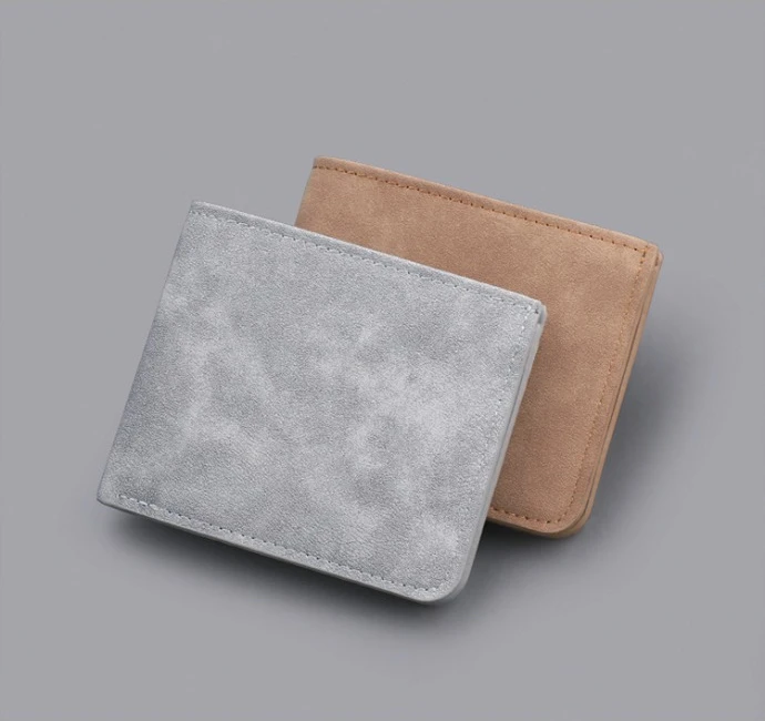 Europäische und amerikanische Retro-Kurzbrieftasche für Herren, 2-fach, mit Dollar-Clip, einfarbig, PU-Herrenbrieftasche – Detail 2