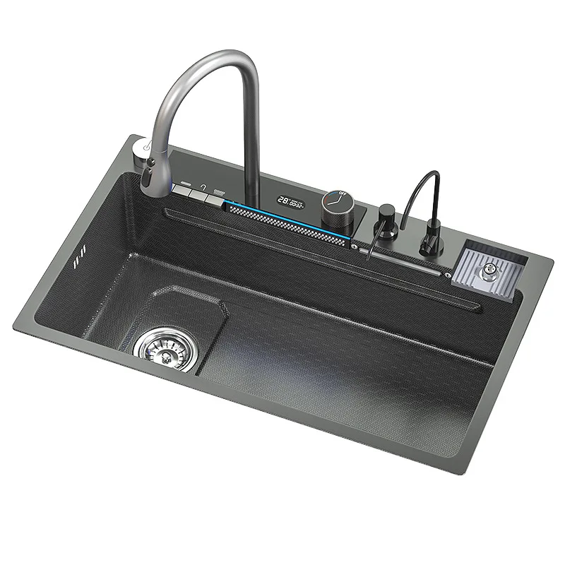 

Умывальник emed из нержавеющей стали 304, домашняя левая сторона, утолщенная, с одним слотом, цифровой дисплей, раковина Feiyu Waterfall