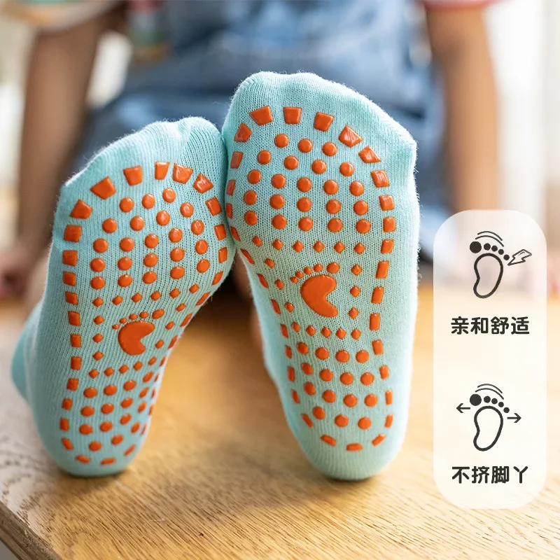 Kids Adults Anti-slip Sock Trampoline Sock Cotton Breathable Short Socks Elastic Boy Girl Outside Family Sports Yoga Socks