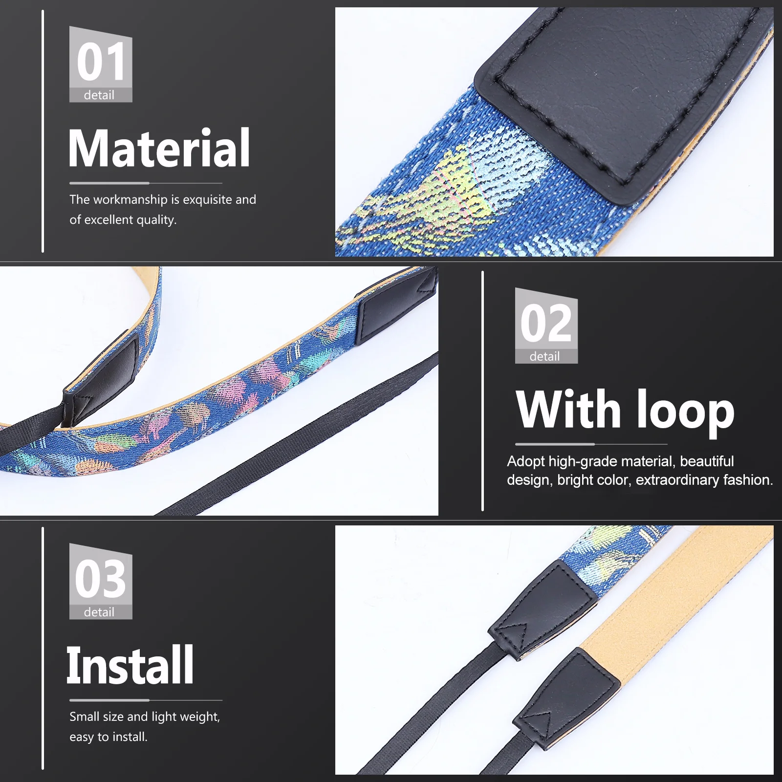 

Camera Strap Adjustable Neck Shoulder Belt For Dslr Mirrorless Travel Outdoor Polyester Sling Cross Body Printed Design