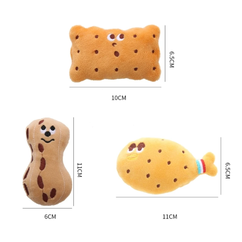 Galleta rellena chirriante con forma maní, juguete para masticar para perros, suministros masaje limpieza