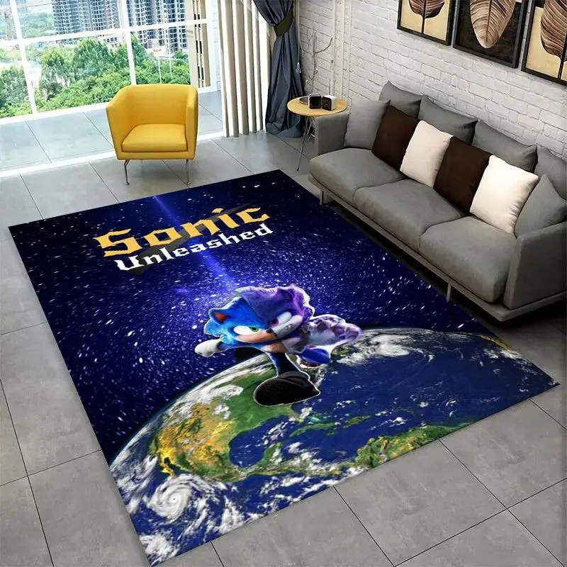 Classic Game S-Sonic Cartoon Non-Slip Area Rug for Living Room,Bedroom,Playroom,Soft Carpet Floor Mat Home Decor Rug Kids Room