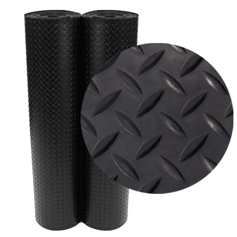 

DiamondPlate Rubber Flooring Rolls 3 mm x 4 ft x 7 ft Rolls Black