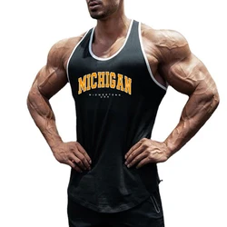 Michigan Midwestern USA Print Sport Singlets Cotton Breathable Sleeveless Gym Bodybuilding T-Shirt Mens Fitness Muscle Tank Tops