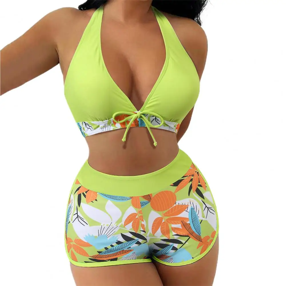 

2 шт./комплект, женский купальный костюм с лямкой на шее и высокой талией