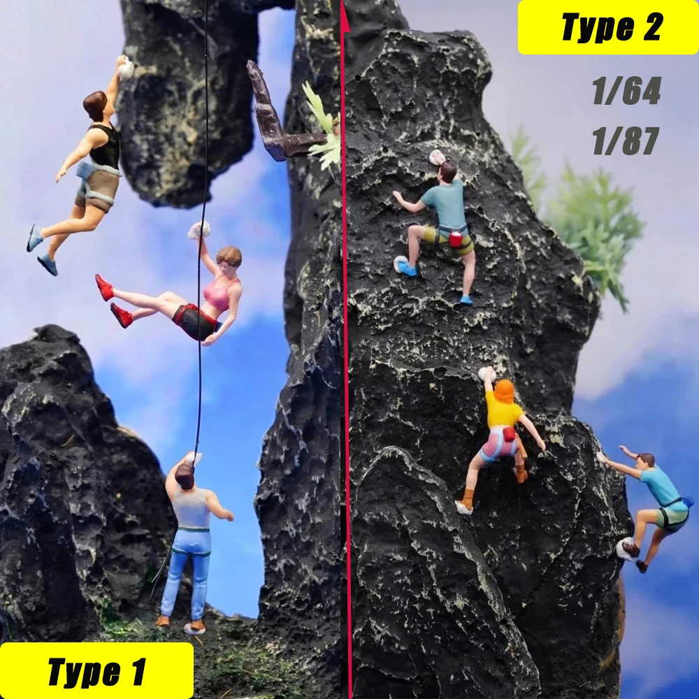 Scale 1:64 1:87 Miniature Figures Model Ho Climbing Mountaineering Climber Artificial Mountain DIY Micro Landscape for Diorama