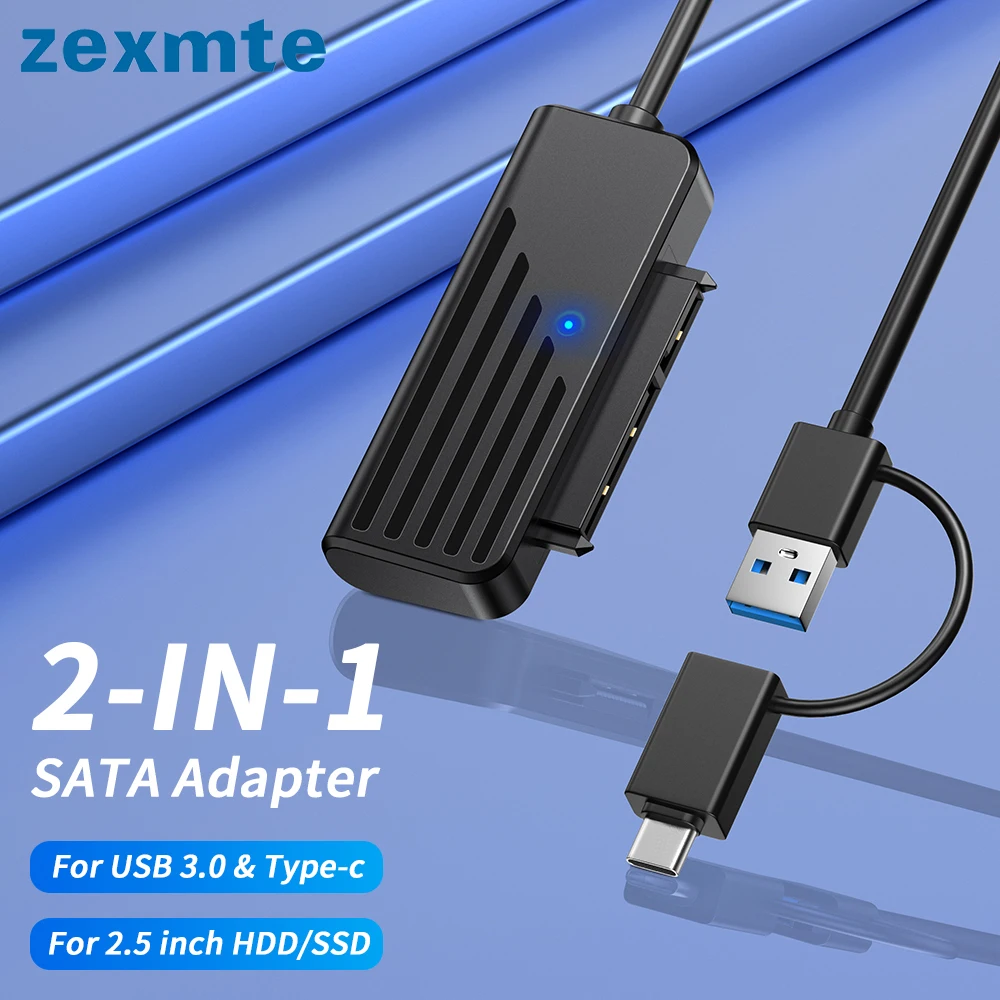 Zexmte USB 3.0/2.0/Type-C to SATA Adapter Cable Up To 6 Gbps Support 2.5 Inch External HDD SSD Hard Drive 22 Pin Sata III Cable