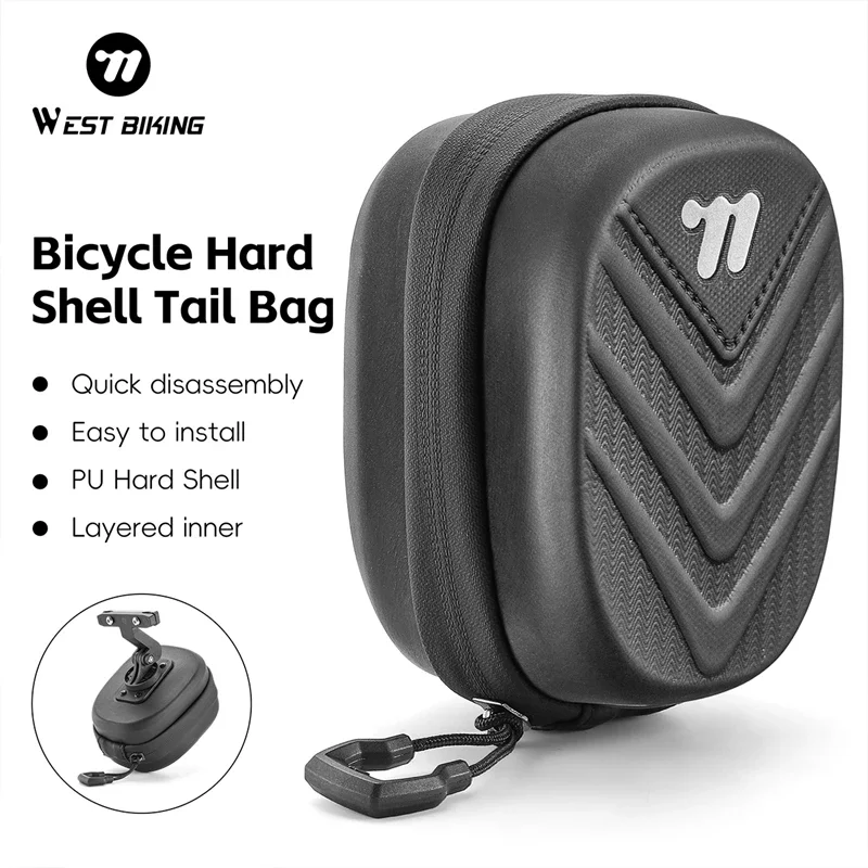 

WEST BIKING Велосипедные седельные сумки Мини-портативные сумки для хранения инструментов PU Велосипедные сумки с твердым корпусом Водонепроницаемая 3D-седло для верховой езды