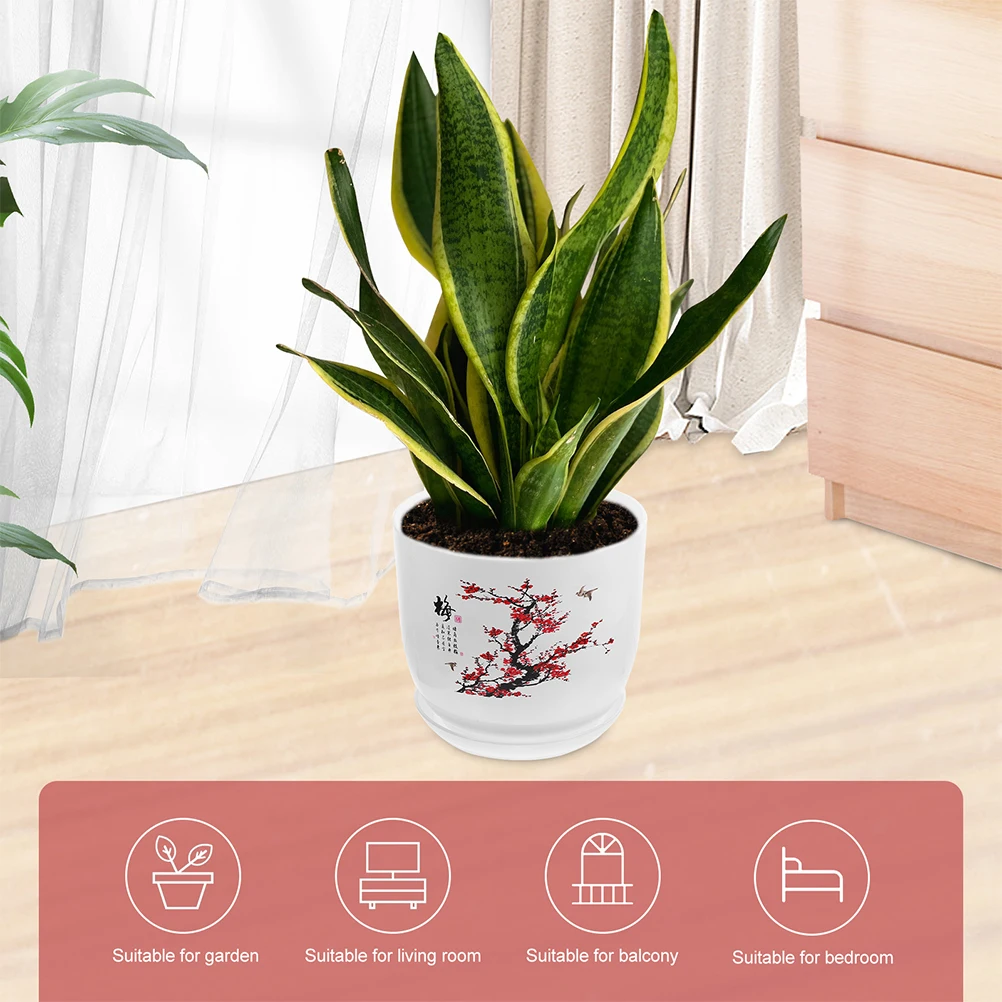 

Resin Plant Pot Creative Succulent Planter with Tray for Home Garden Balcony Decoration Compact Size Durable Safe Material