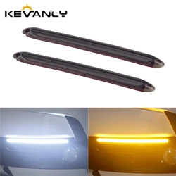 2pcs luci di marcia diurna per auto striscia LED segnale di svolta sequenziale luce diurna a flusso giallo 12v universale