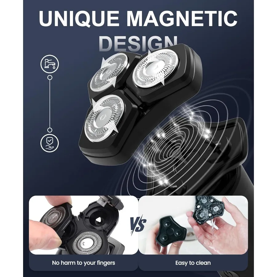 Rasoio elettrico da uomo con motore ad alta velocità da 10000 giri/min Design impermeabile IPX8 Capacità di ricarica rapida USB Ricarica rapida da 5 minuti T