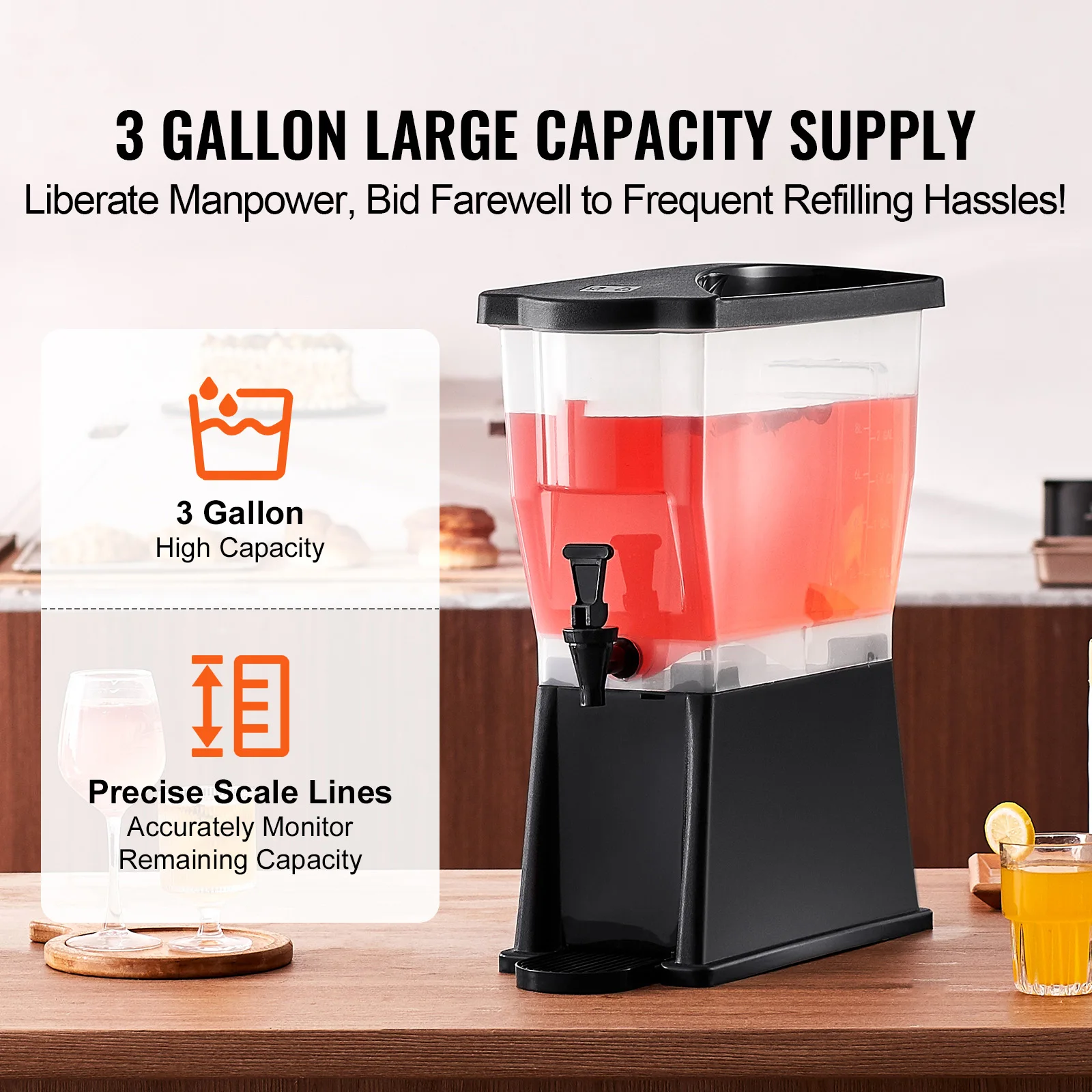 SucceBuy Beverage Dispenser 3 Gallon Drink Dispenser for Parties Plastic Juice Dispenser w/ Stand Spigot Lid Iced Tea Dispenser