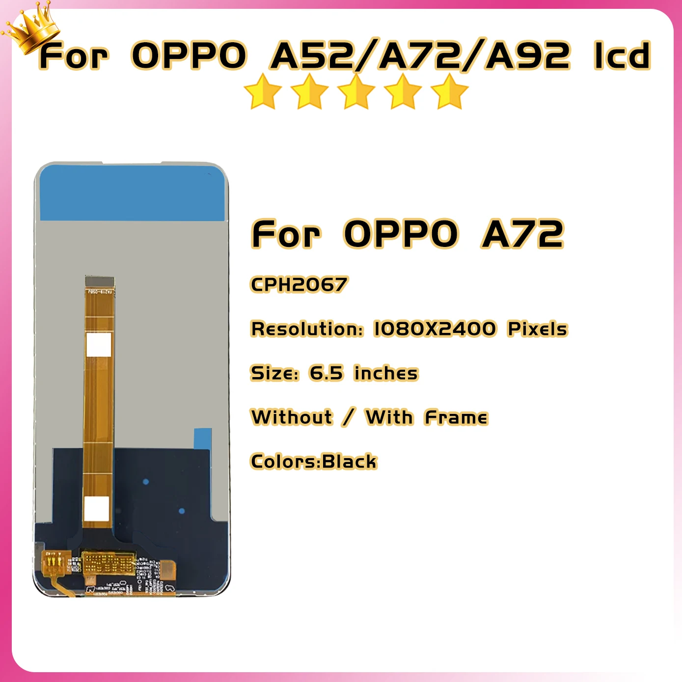 6.5\'\' LCD For Oppo A72 A92 A52 CPH2069 CPH2067 LCD Display Touch Screen for OPPO A72 LCD Digitizer Assembly Replacement