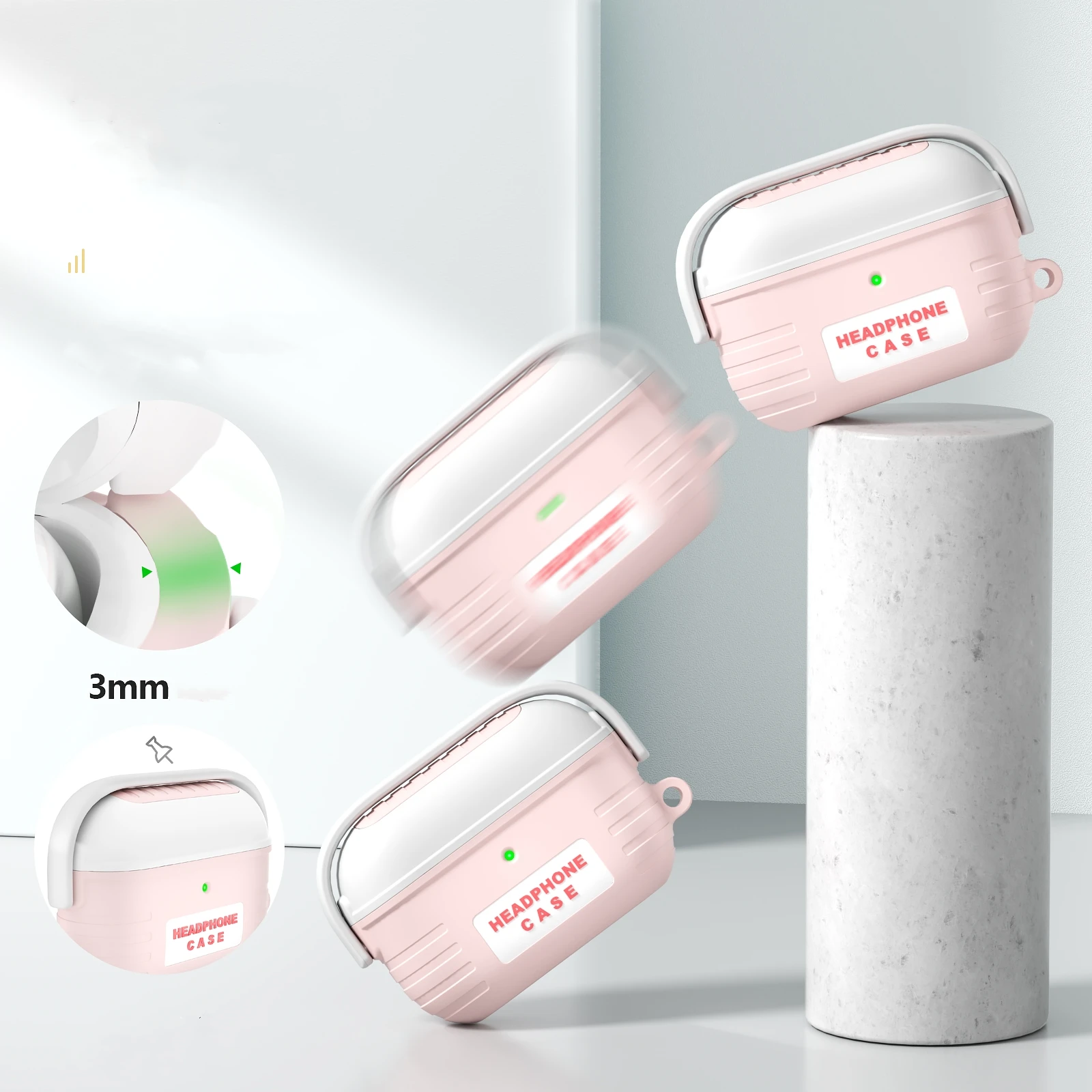 シリコン保護ケース,airpod pro 2第2世代用保護ケース,キーホルダー付き