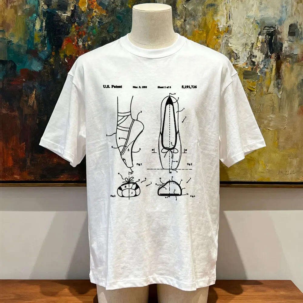 Pointe Shoe Patent Graphic T Shirts Preppy on Pointe Gift Cotton Tshirt Woman Man Summer Fashion Casual Short-sleev Streetwear