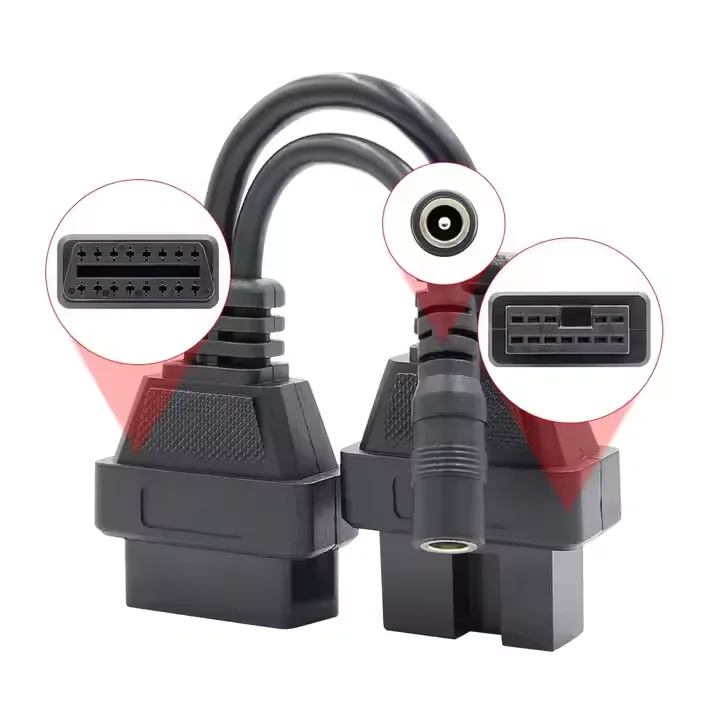 High Quality OBDII Connector 12pin to 16Pin Diagnostic Cable for MITSUBISHI Cars