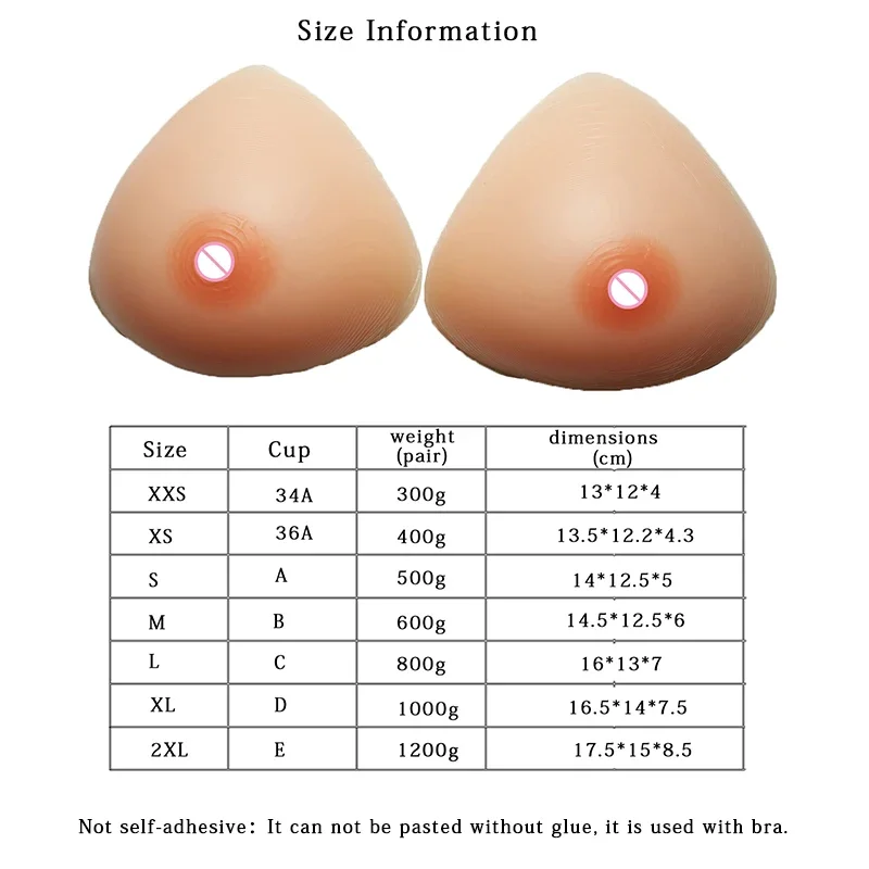 Liifun Triangle Silicone False Breast Pad Realistic Fake Boobs Bra for Transvestis Drag Queen Crossdresser Crossdressing Cosplay