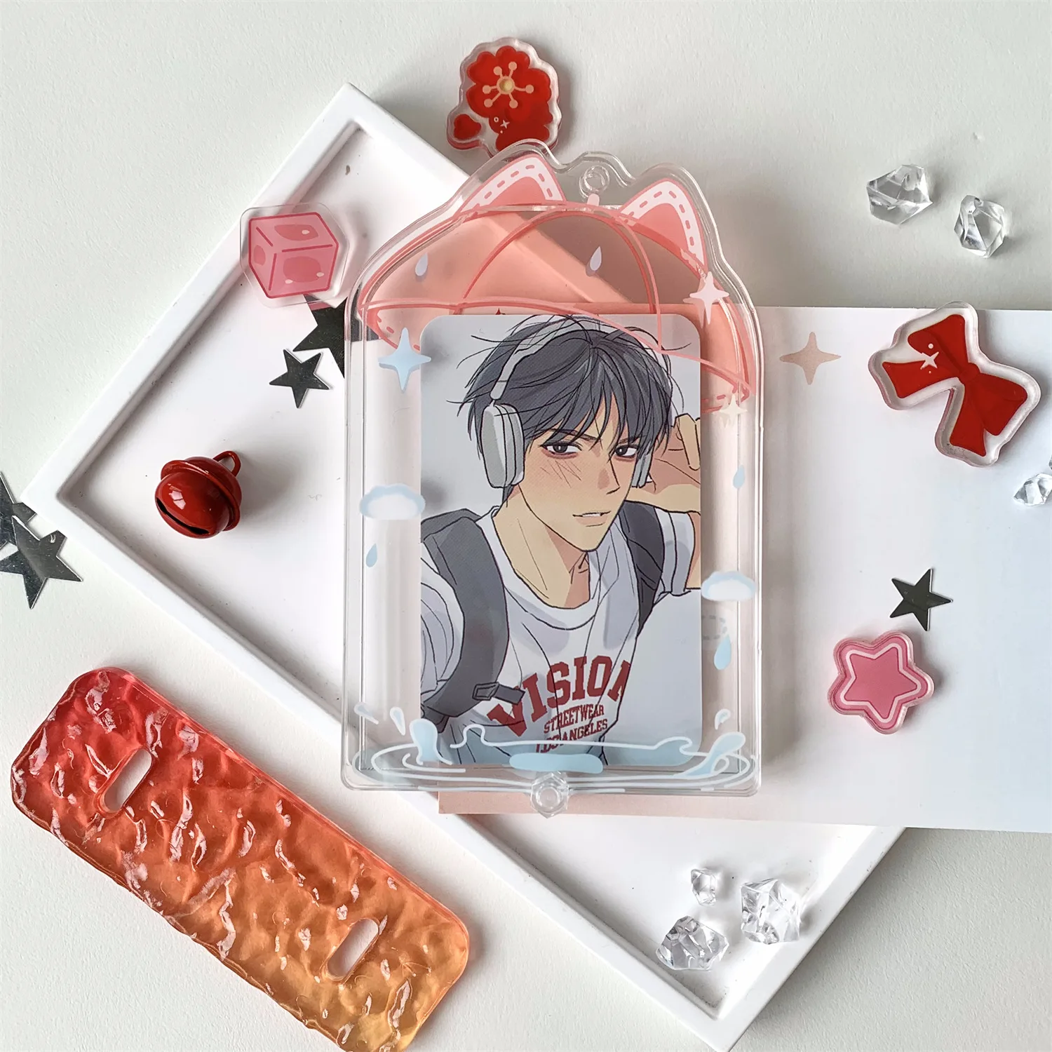 INS مظلة الاكريليك Photocard حامل الكورية Ins Idols إطار صور 3 بوصة لطيف الحلو بطاقة عرض سطح المكتب ديكور بطاقة كم