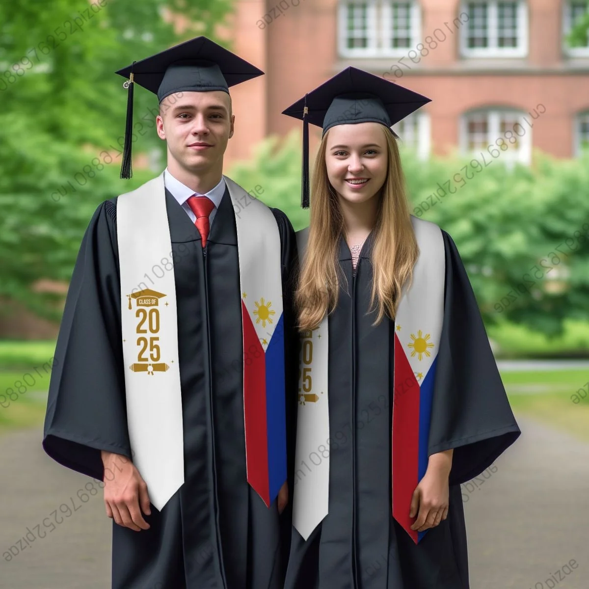 

New Philippines Flag Unisex Top Print Graduation Stole Sash Adult Plain Graduate Honor Stole Class of 2025