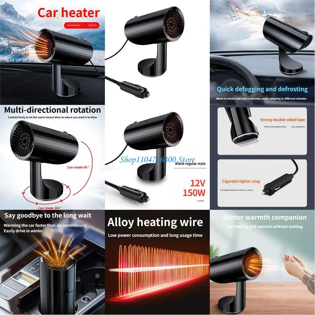 

y1gd Efficient 12V Automotive Heater Foldable Rapid Warming & Defrosting for Winter