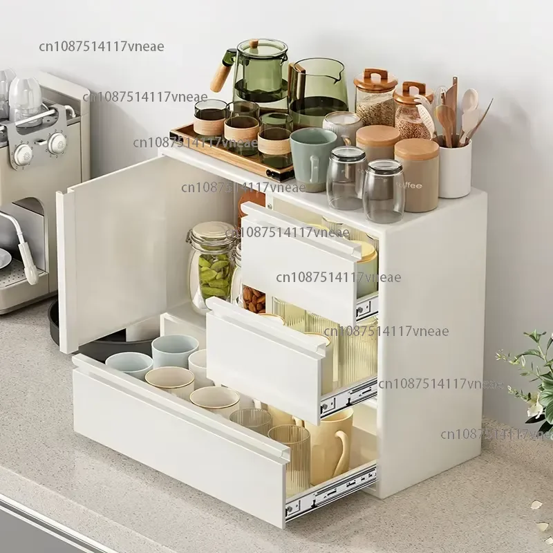 Metal Pull Out Storage Box Drawer Organizer Kitchen Countertop Cabinet Rack Multifunctional Desktop Sundries Holder