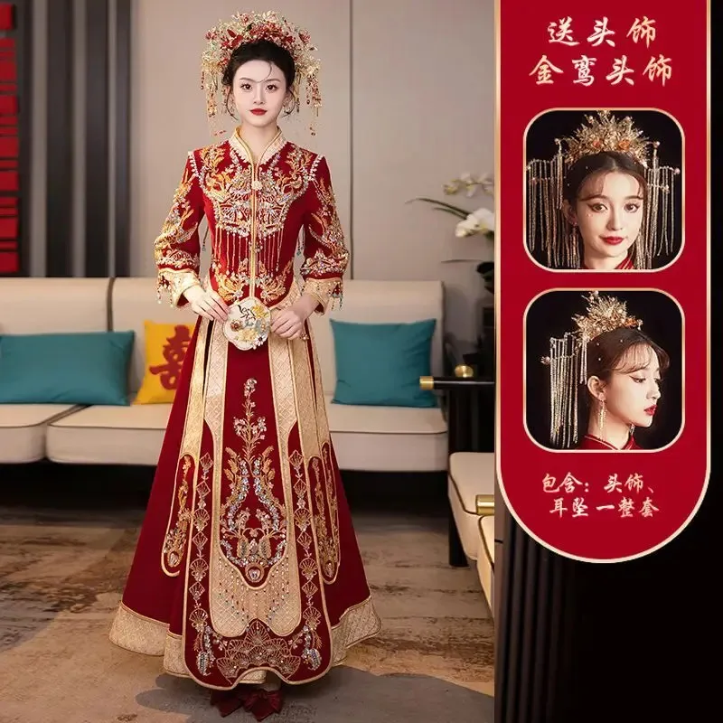 

Wine Red Wedding Cheongsam Short Sleeve Vintage Improved Women Summer Lace Dress Slim-fit Elegant Qipao S To 4XL5;c,6's.2;b'8;