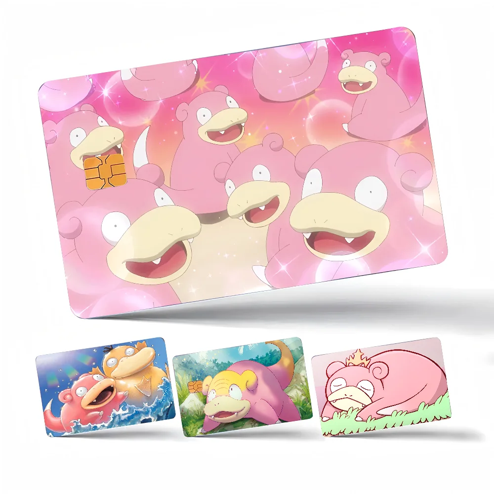 ملصقات البوكيمون Slowpoke اللطيفة، غطاء جلدي لفيلم الرسوم المتحركة لبطاقة الائتمان وبطاقة الخصم البنك الأمامية