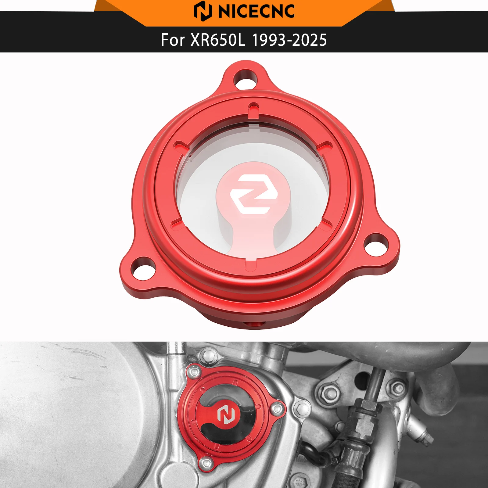 

NICECNC For Honda XR650L 1993-2025 Engine Oil Filter Cap Cover XR600R 1990-2000 XR 650L 600R 650 L CNC-machined Anodization Red
