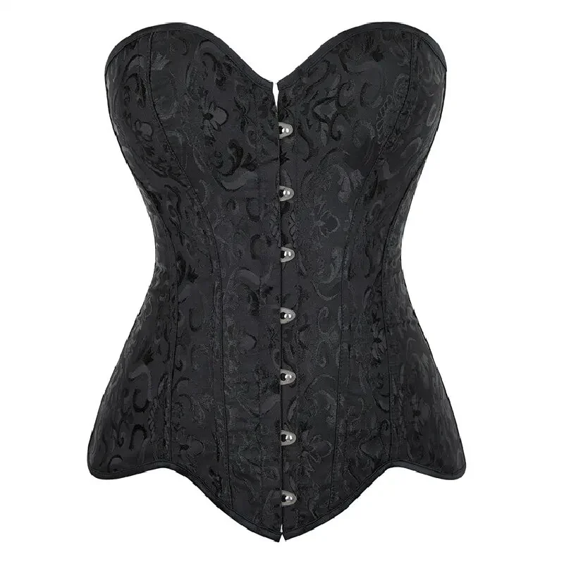 

Long Torso Corset Top Plus Size Women Hourglass Overbust Longline Bustier Lace up Floral Vintage Brocade Gothic Corselet