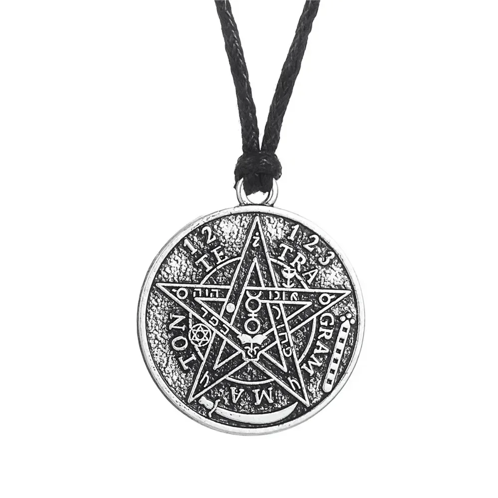 Skyrim Tetragrammaton Pentagram Wicca Pendant Necklace Men\'s Fashion Retro Talisman Birthday Gift Jewelry Gift