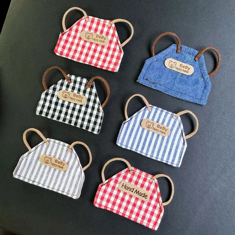 Retro DENIM ผ้ากันเปื้อนเสื้อผ้า DIY MINI Plush ตุ๊กตาชุดอุปกรณ์เสริมสําหรับ 17 ซม.เกาหลี Kpop Exo Labubu Idol ตุ๊กตาเด็กของขวัญ