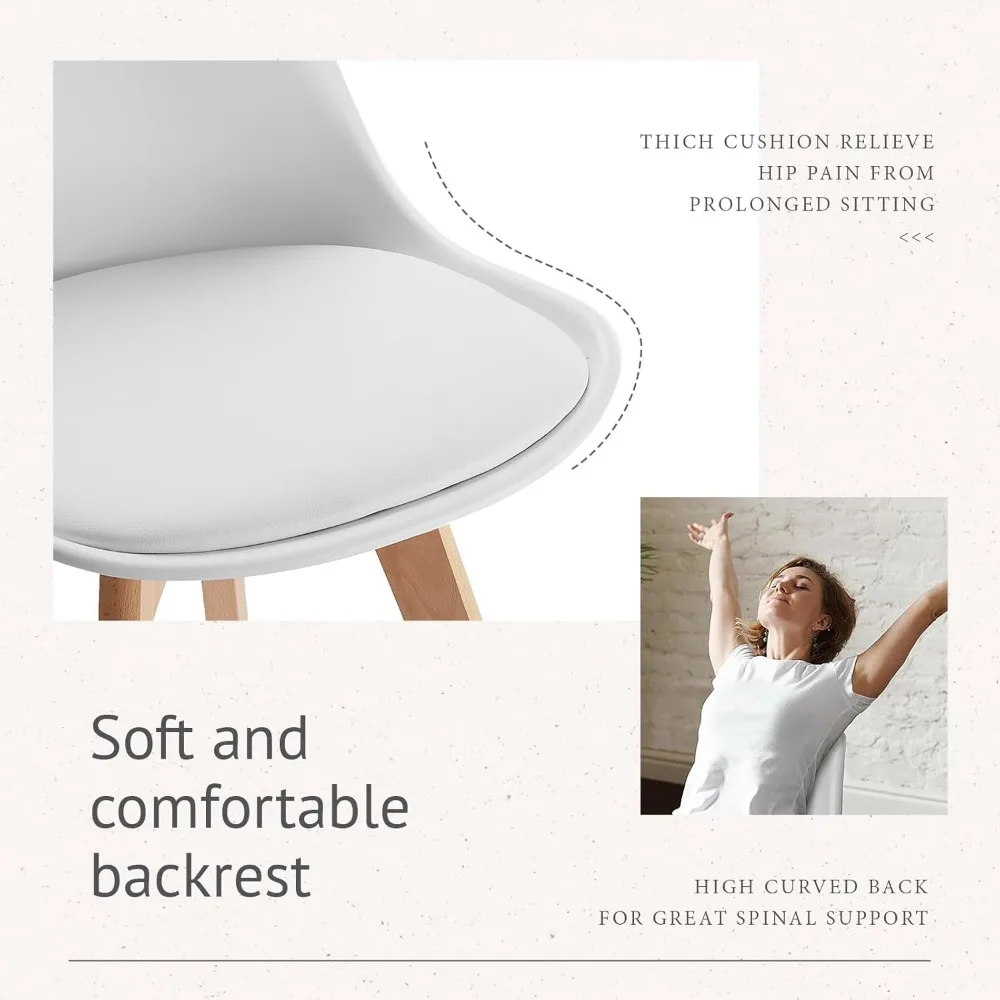 مجموعة من 8 كراسي طعام حديثة في منتصف القرن، منجدة من جلد البولي يوريثان بأرجل خشبية للمطبخ أو غرفة الطعام #6