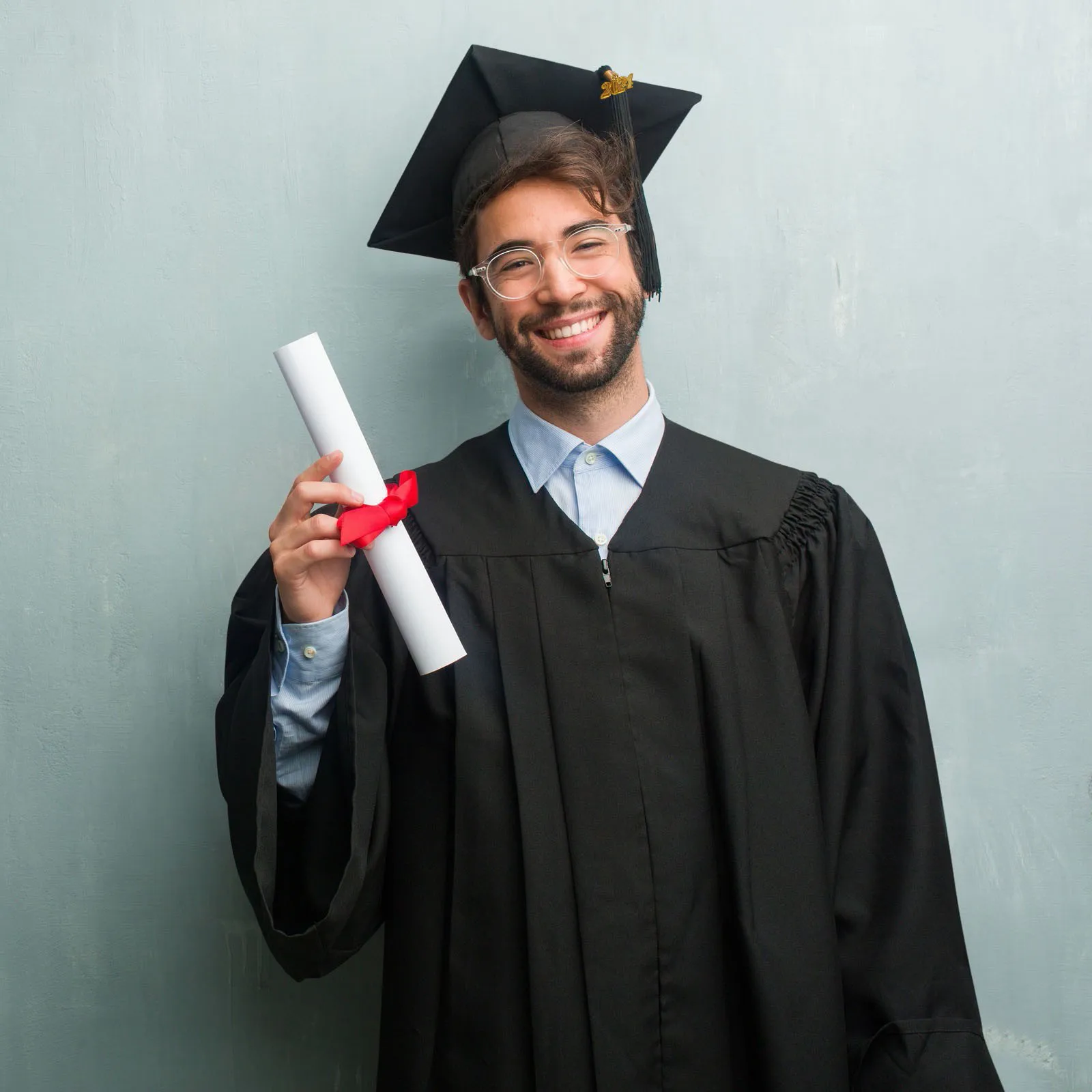 Conjunto de Bata de graduación y gorra para estudiante adulto, traje escolar Unisex con borla colgante, sombrero y bata de graduación universitaria, 2024