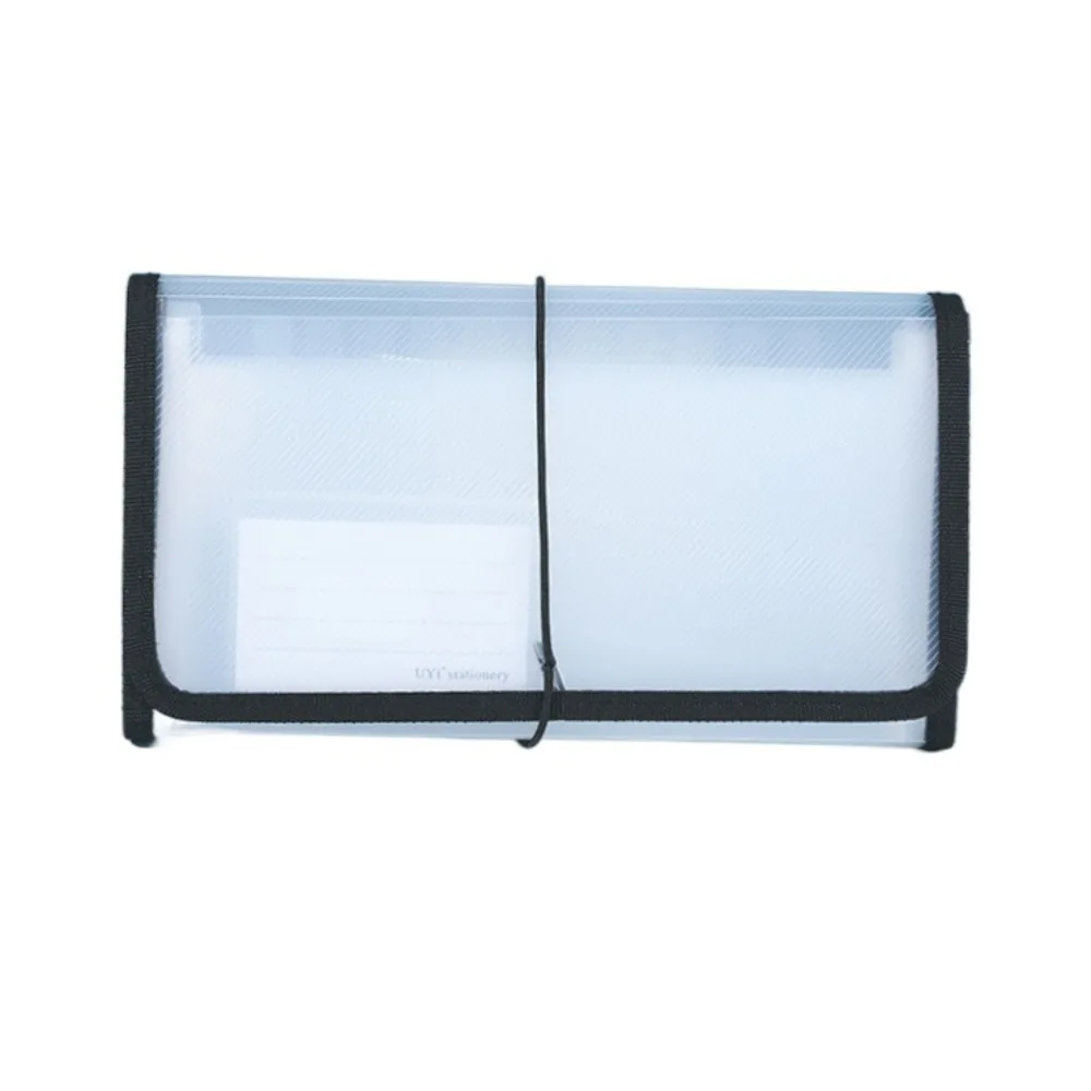 

13Pockets Receipt Storage Bag Colored Labels Transparent Accordian File Bag Large Capacity Binding Rope Vertical File Organizer