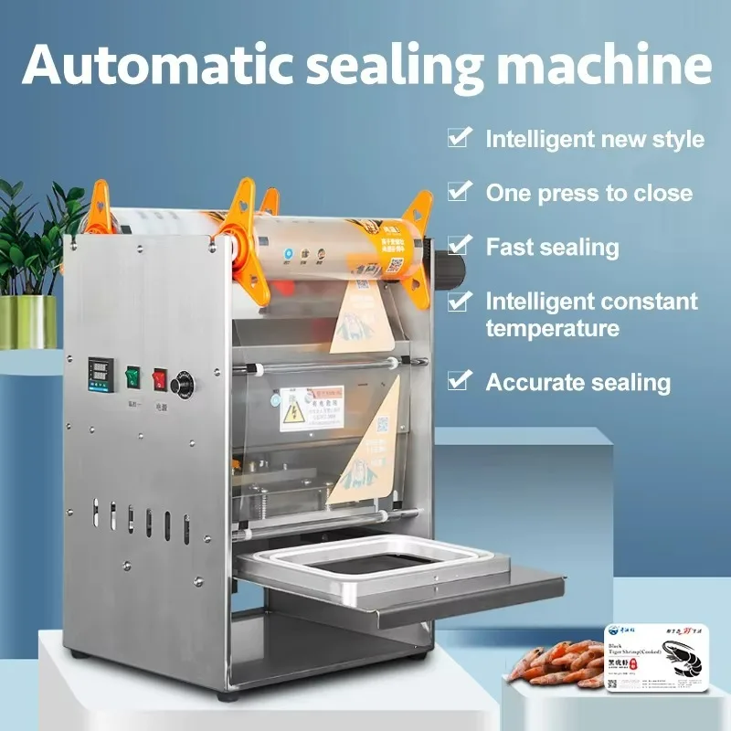 【Popular】Máquina semiautomática para sellar bandejas de alimentos para carne cocida, mariscos, productos lácteos, frutas y verduras