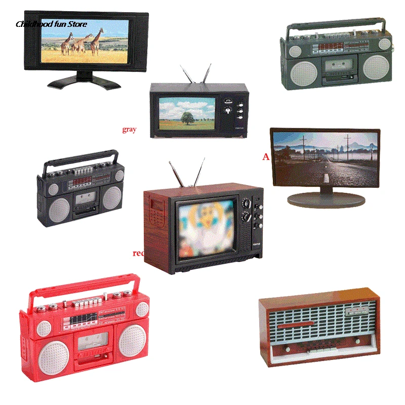 1Pcs 1:12 Doll House Retro TV Remote Simulation Miniature Furniture Dollhouse Living Room Decoration Television