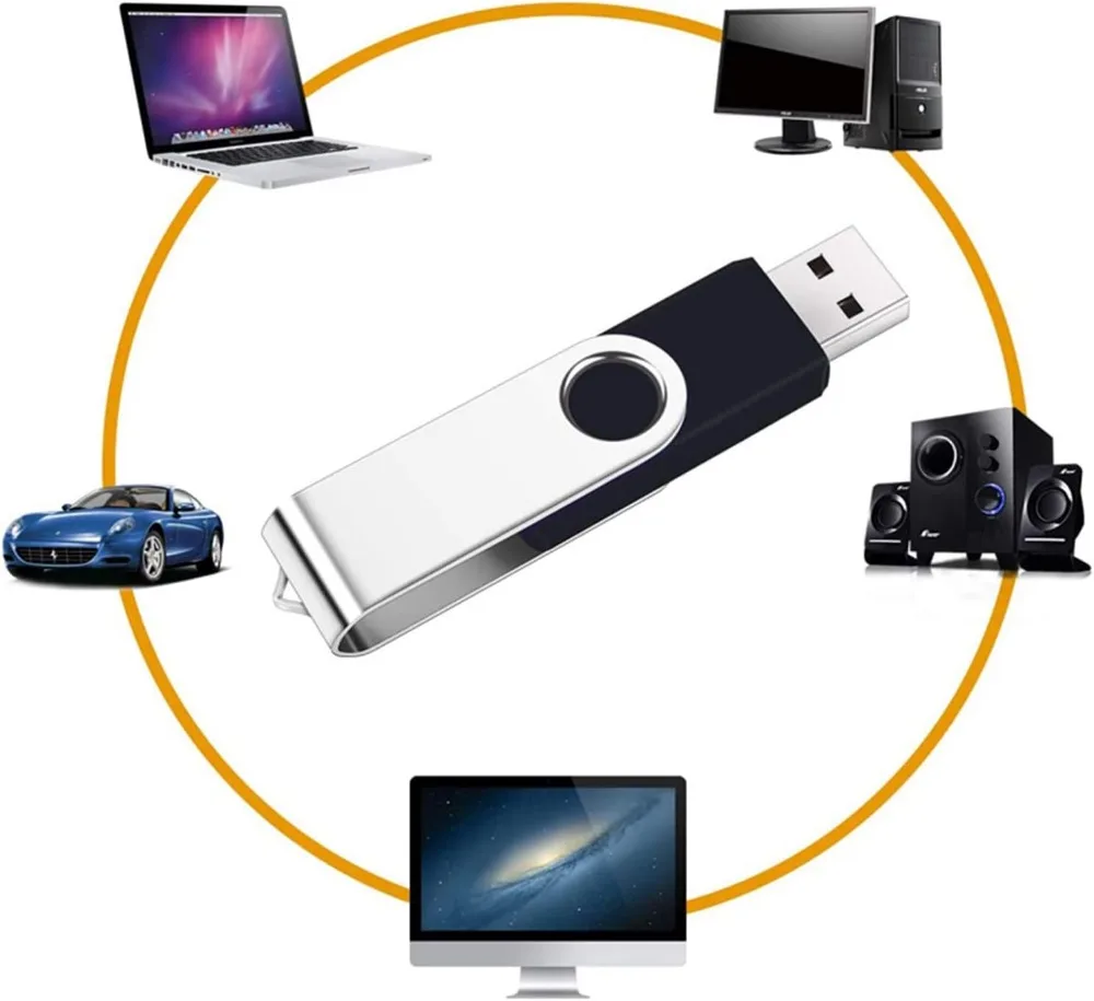 2 Pack 64GB USB 2.0 Flash Drives, Swivel Design Thumb Drives for Data Storage - Black