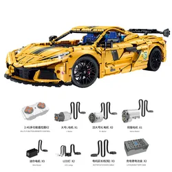 IN STOCK MOC Technical RC Corvette Sports Car Building Blocks Bricks Model Assembling Toys for Children Birthday Gift Set