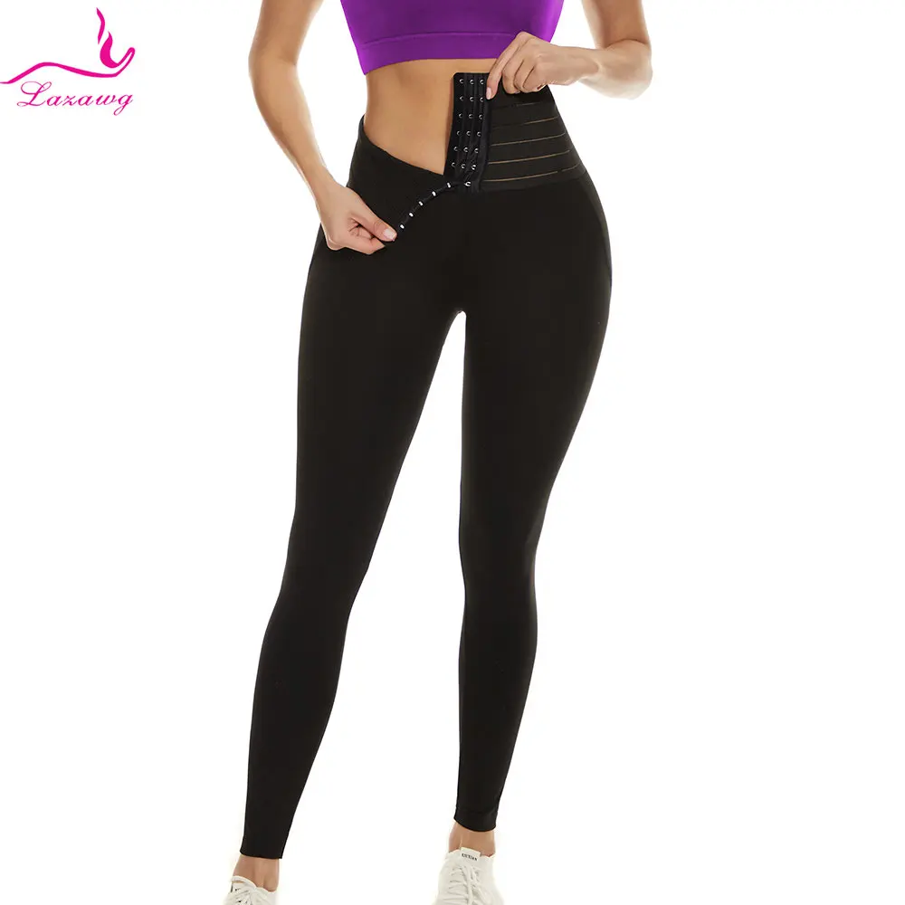 

LAZAWG Yoga Pant for Women Flat Belly Leggings Tummy Control Trousers High Waist Ladies Body Shaper Slimming Sport Gym Workout