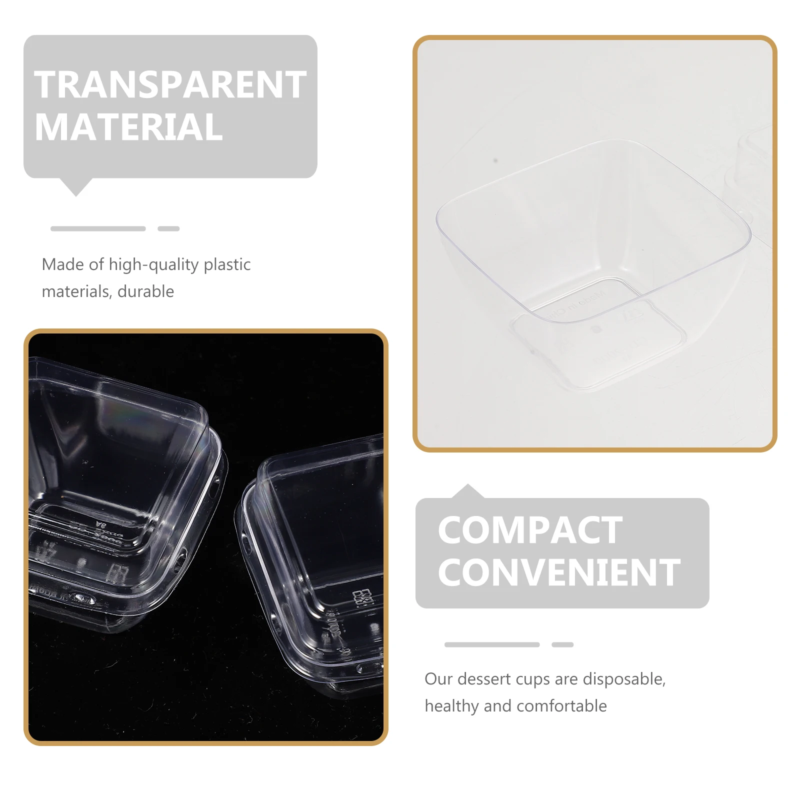 

Disposable Dessert Wedding Party Salad Cups With Covers Transparent Premium Plastic One-Off Cups For Pudding Jelly