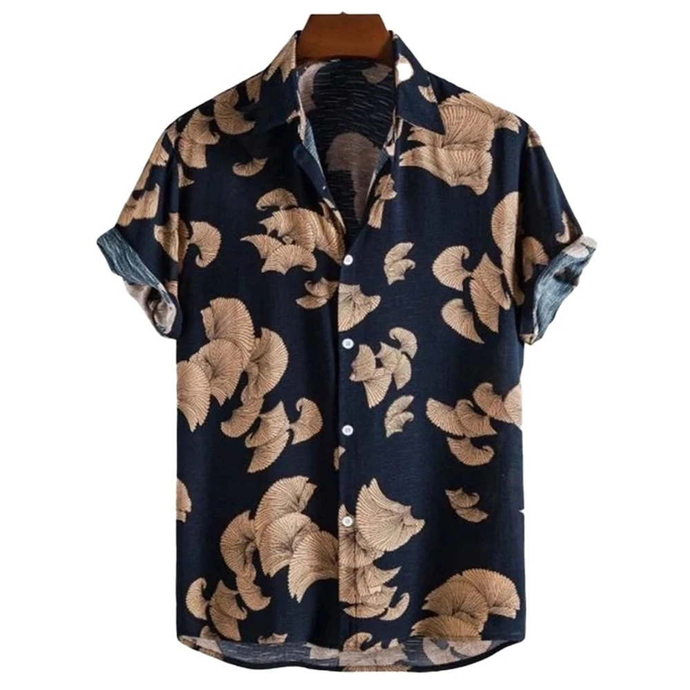 Palm Tree Pattern Casual Botanical Flower Personalized Printed Shirt Tops Men's Shirt Shirts Button Short Sleeve Tops Outdoor