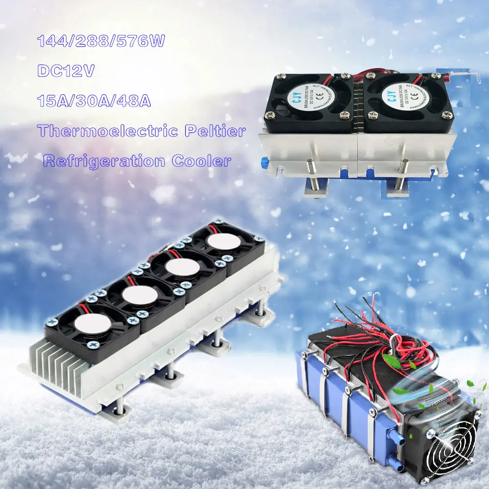 144/288/576W Thermoelectric Peltier RefrigerationCooler DC12V Dual core Semiconductor Air Conditioner Cooling System DIY Kit