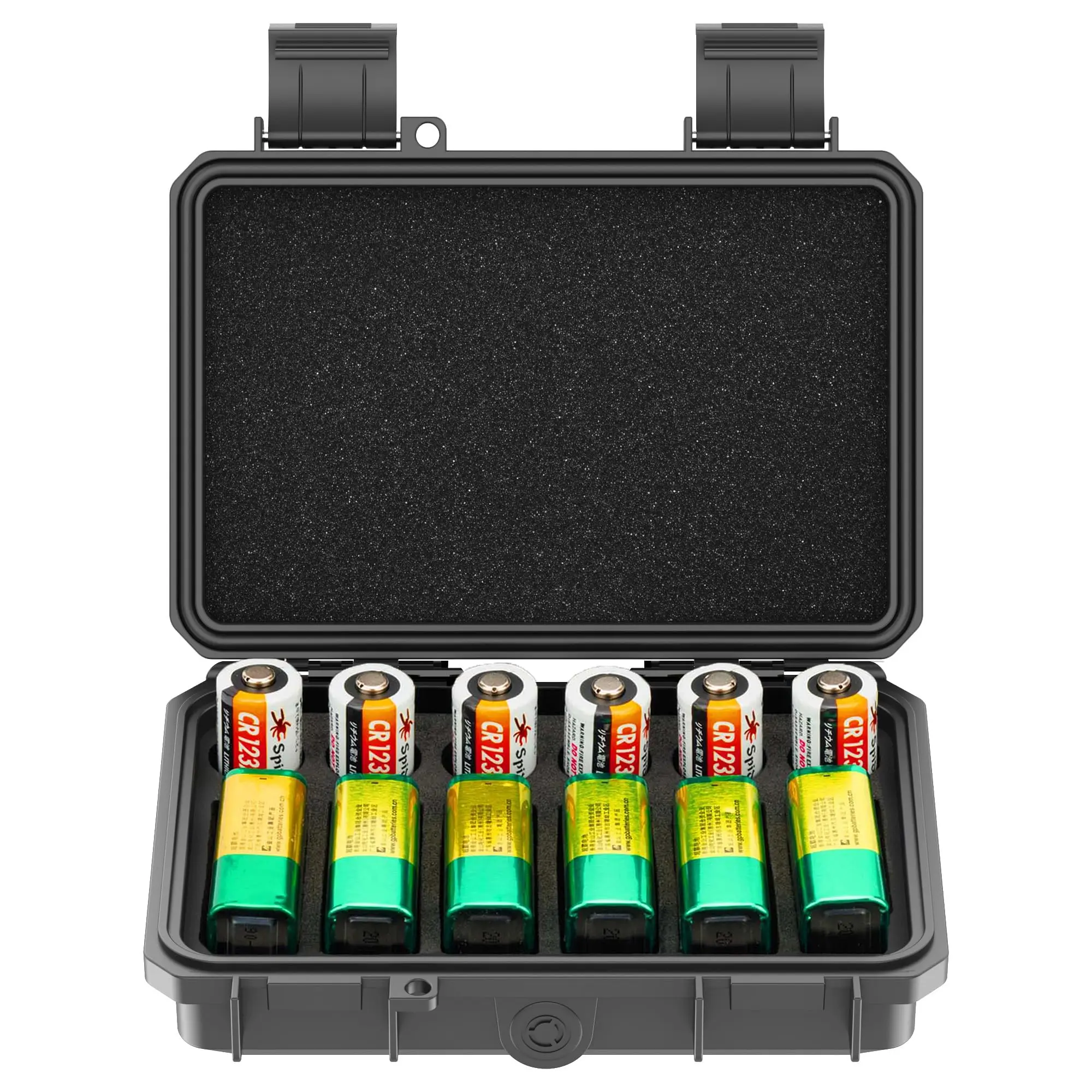 

12 Slots 9V & CR123 CR123A Lithium Battery Storage Organizer Case IP67 Waterproof Hard Case for CR17345/CR16340/CR18350/CR15270