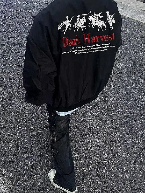 

American Retro High Street Embroidered Baseball Jaet Open Cardigan Men's Loose Couple Tee-Proof Sparta Trendy Brand Outer...