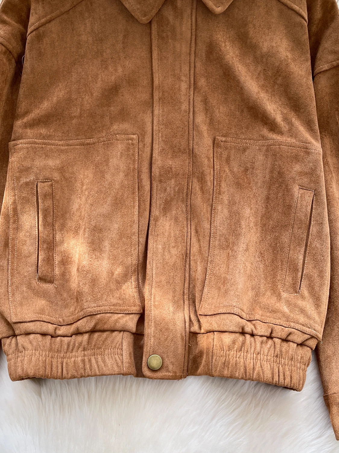 Solto casual pele de veado veludo jaet feminino facionable retro colarinho colete de beisebol topo na moda coreano sle outono 2025